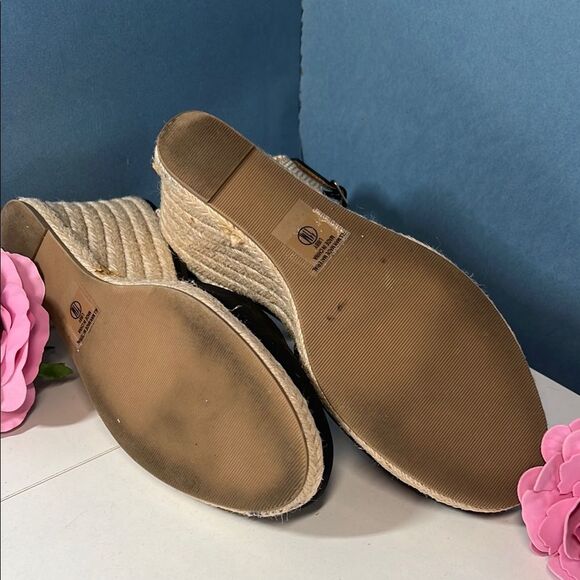 Solanz Chic Black and Tan Espadrilles Wedge Sandals Women's 11 - Picture 5 of 7